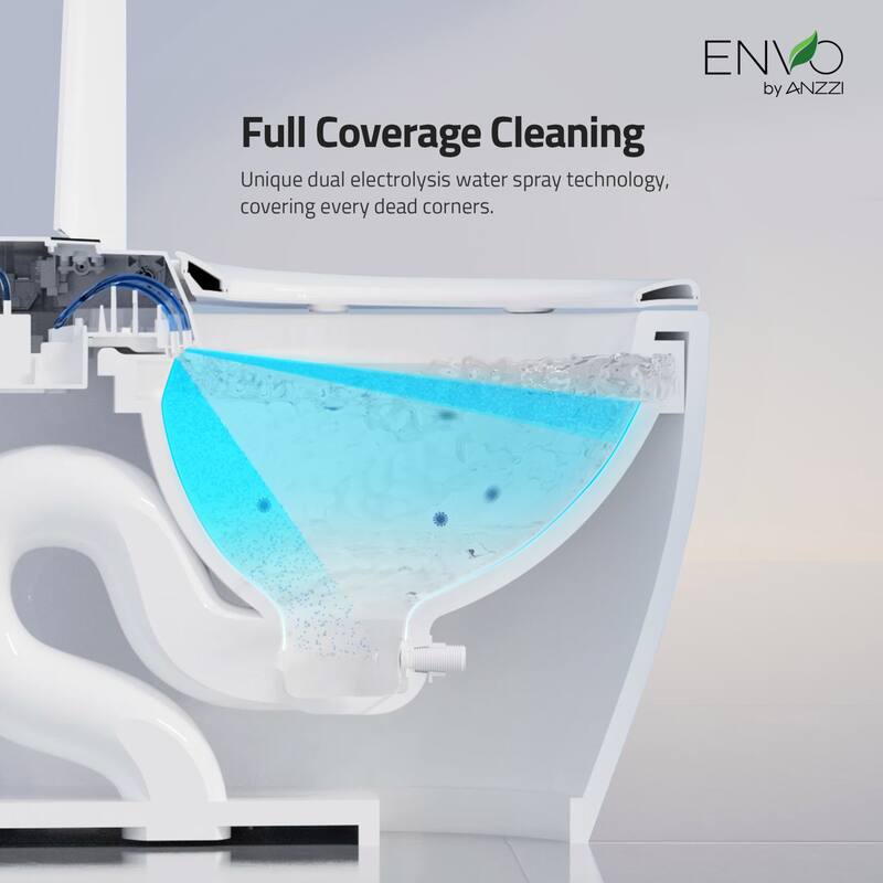 ENVO Dia Series 1.28 GPF 1-piece Auto Open Smart Bidet Toilet in White with Dual Flush, Heated Seat, and Foot Sensor