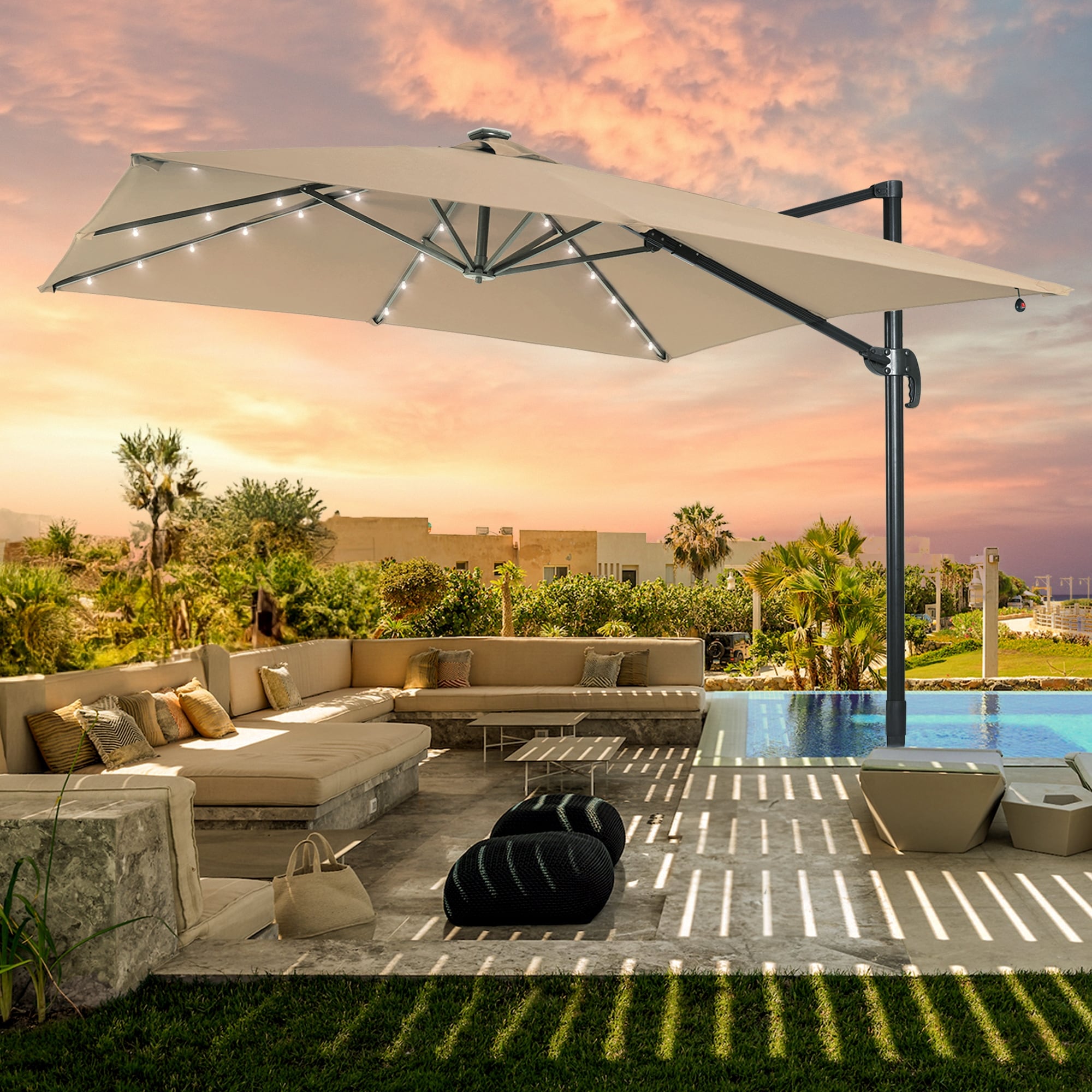 compact concrete patio umbrella stand Member's Mark Cement Square Umbrella Base