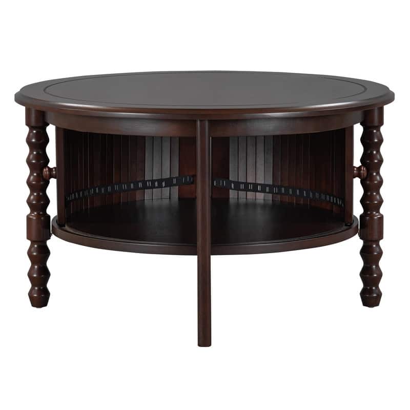 Vintage 30.3" Round Coffee Table with Hidden Storage, Mid Century Modern Style for Living Room Organization