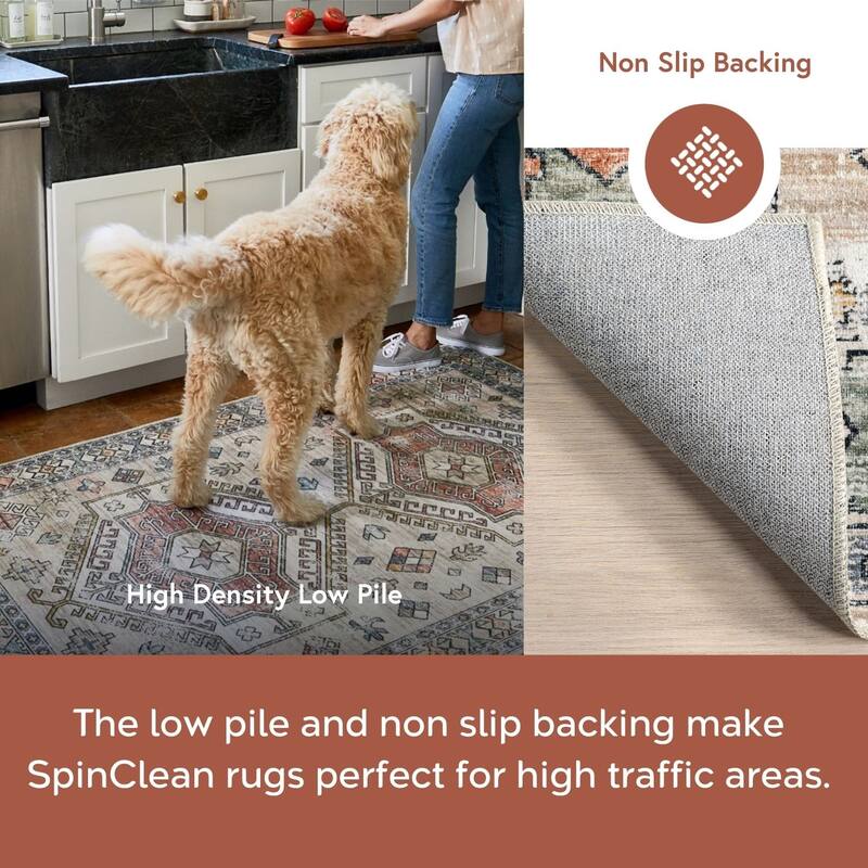Nuloom Mae SpinClean Tribal Motif Machine Washable Area Rug
