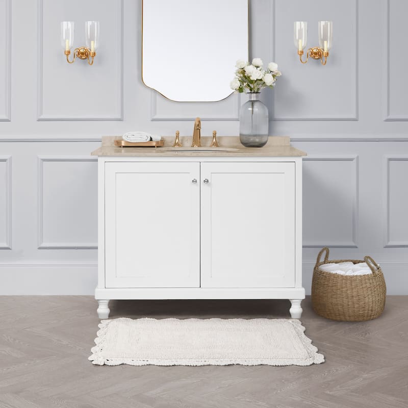 Laura Ashley Reversible Cotton Crochet Bath Rug