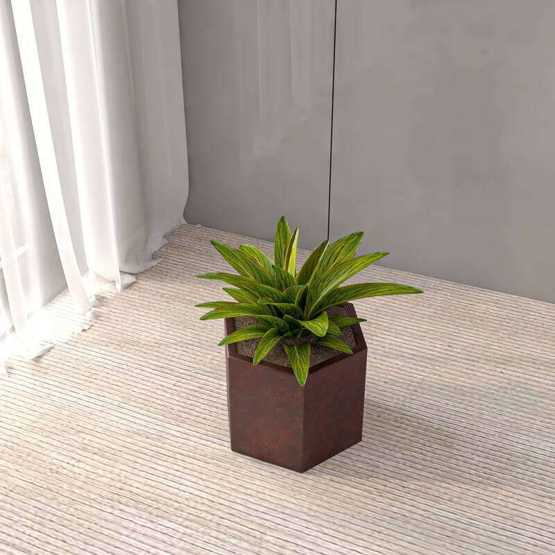 Thicket Hexagonal Fiberstone and MgO Clay Planter Pot Set with Drainage for Indoor Outdoor Home Office Patio Porch Yard Garden