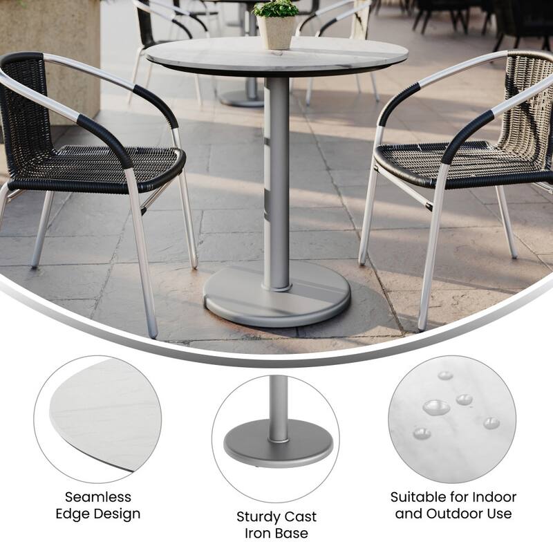 Commercial All-Weather HPL Tabletop with Round Base