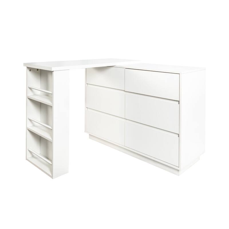GDFStudio - Saly Modern Multi-Function Home Office Desk & Workstation with Storage, Drawers & Hutch