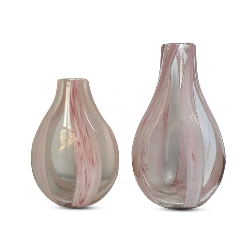 Aria Home Handblown Glass Tear Drop Vase Set of Two Centerpiece