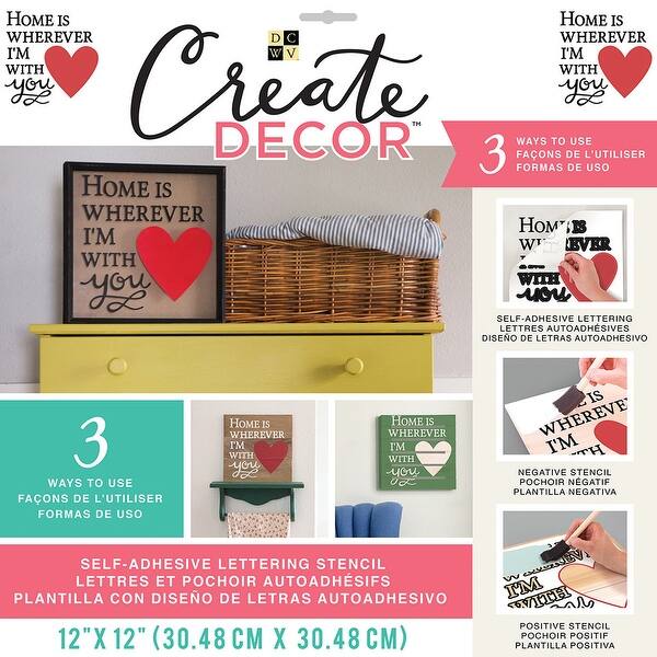 Shop Dcwv Create Decor Self Adhesive Lettering Stencil 12 X12 Home Is Where I M With You Red Black Free Shipping On Orders Over 45 Overstock 18896553
