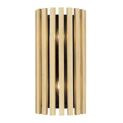 Suratto 2-Light Flush Up-Cycled Wood Slat Wall Sconce - N/A