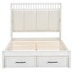 preview thumbnail 6 of 16, Full Size Wood Platform Bed with Upholstered Headboard and 2 Drawers, White