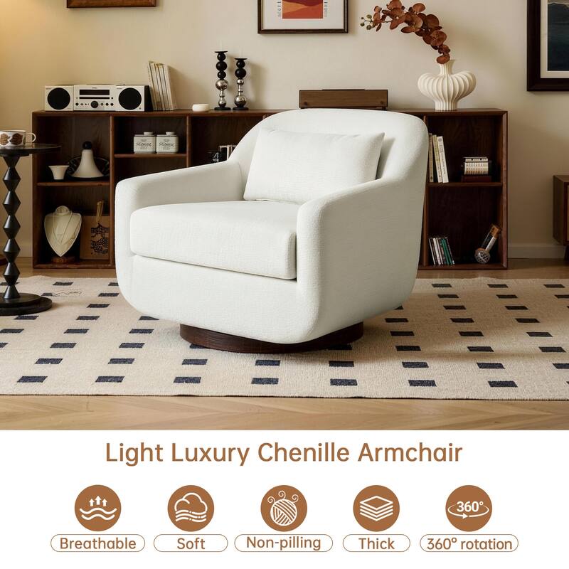 Miles Chenille Scandinavian Swivel Lounge Armchair(Set of 2)