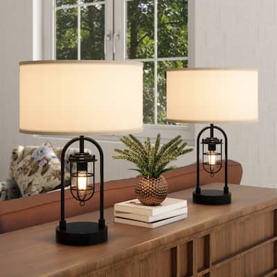 21-inch Metal Table Lamps Nightlight, Bedside Lamps Set of 2