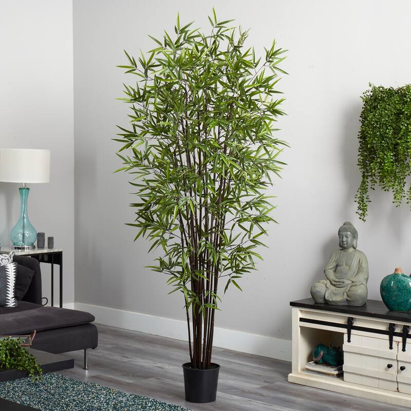 Black Bamboo Silk Tree - 6.5ft Artificial Bamboo Plant in Pot - Home Decor Accent Tree - 6.5ft.
