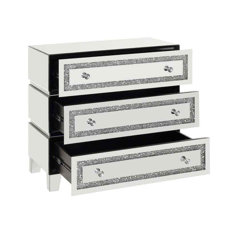 ACME Noor Cabinet, Mirrored & Faux Diamonds