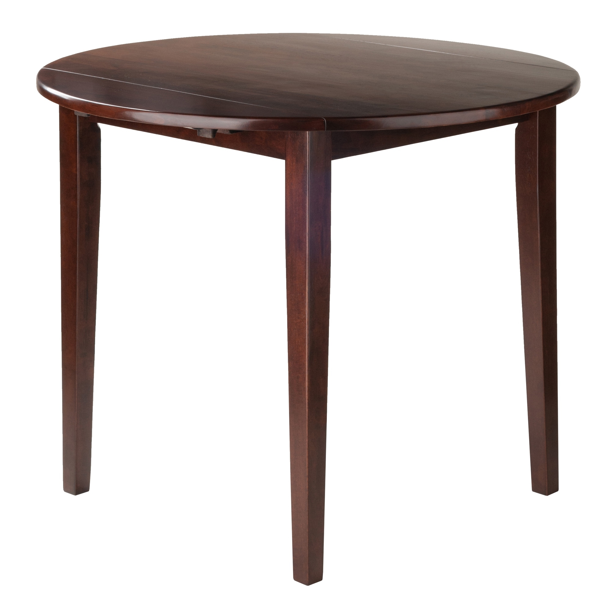 Clayton Walnut Round Drop Leaf Dining Table Overstock 20735496