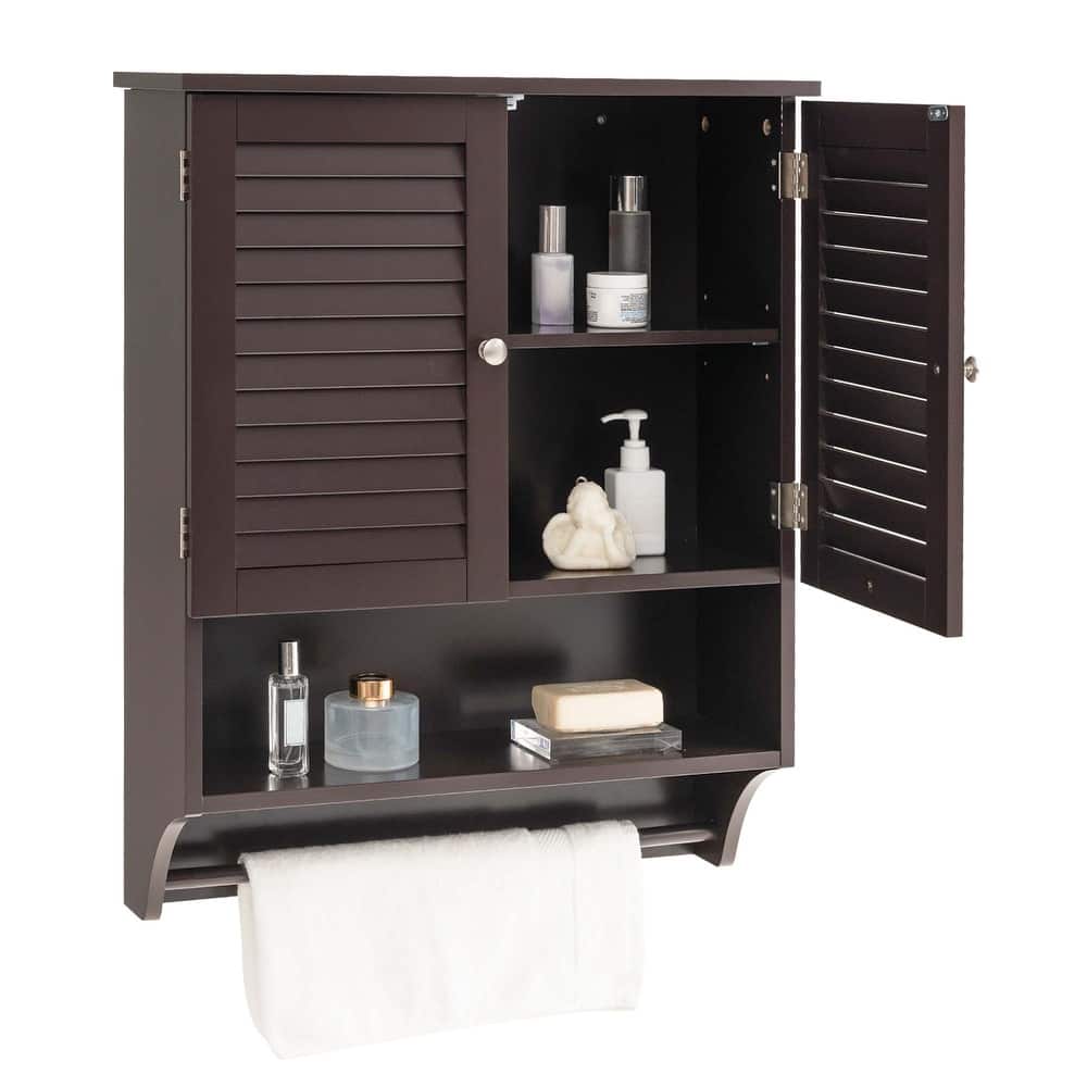 Costway Bathroom Wall Mounted Medicine Cabinet with Louvered Doors & - See Details
