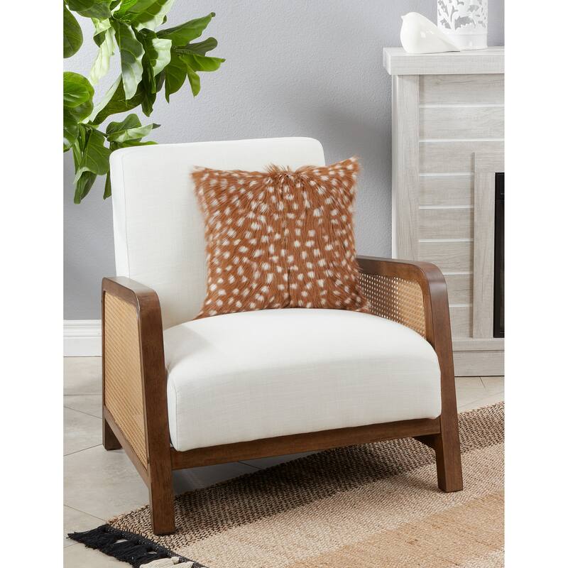 Goat Fur Throw Pillow With Deer Spot Design