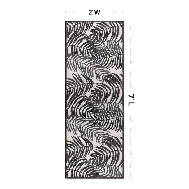 Floral Leaves Flatweave Indoor/Outdoor Area Rug