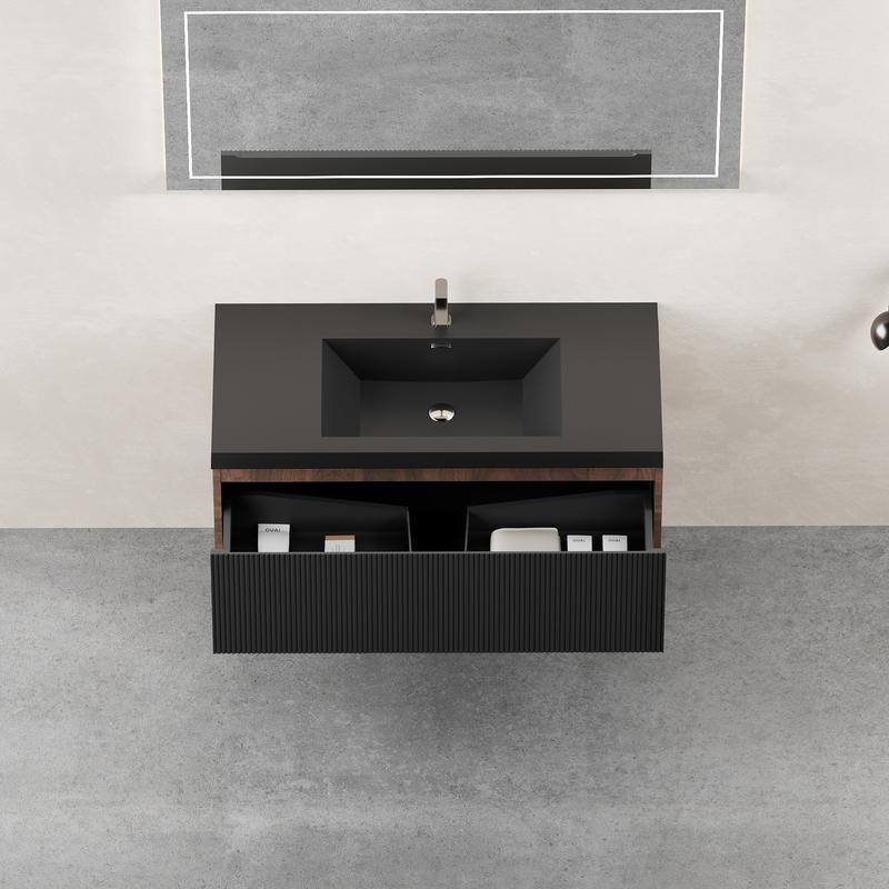 ABRUZZO Floating Vanity with Integrated Top Sink Soft-Close Wall-Mount Bathroom Cabinet