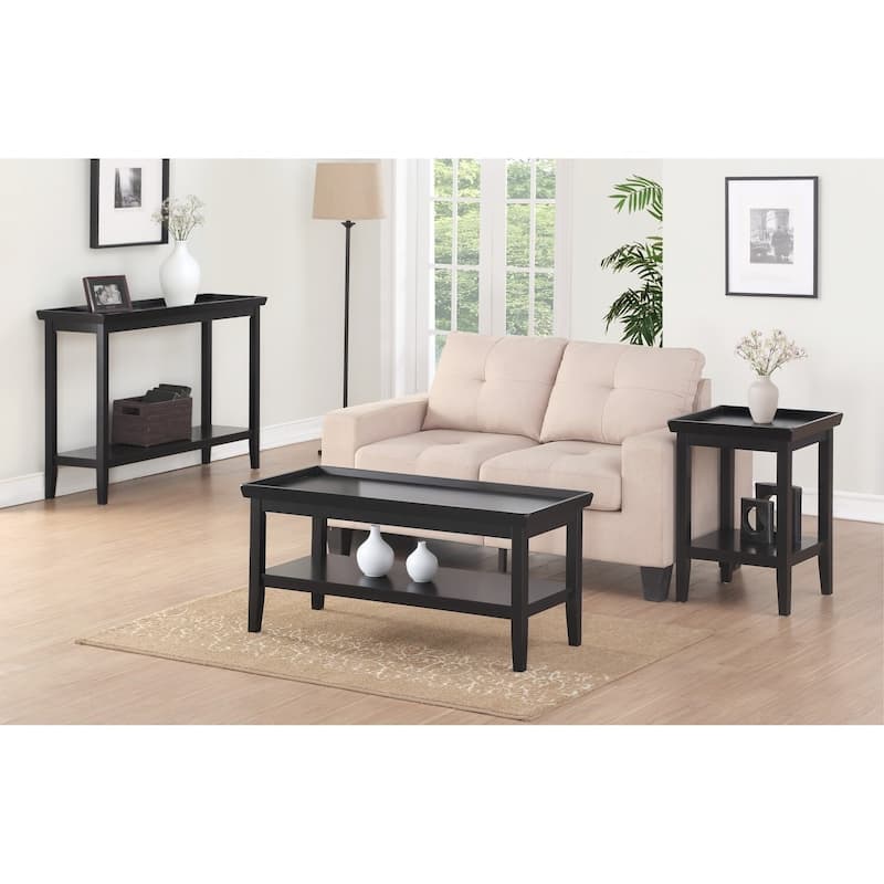 End Table with Storage Shelf, Black Accent Table, Living Room Side Table, Modern Design, Rubberwood Construction - 26