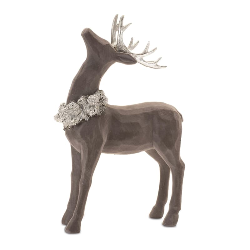 Reindeer with Wreath Christmas Figurines - 13" - Set of 2