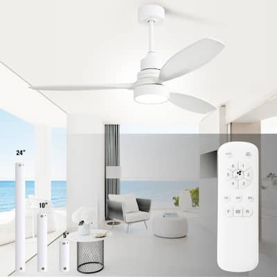 52 inch Wood Ceiling Fan with Integrated Light and Remote,Indoor or Outdoor,Reverse AIrflow, Optional