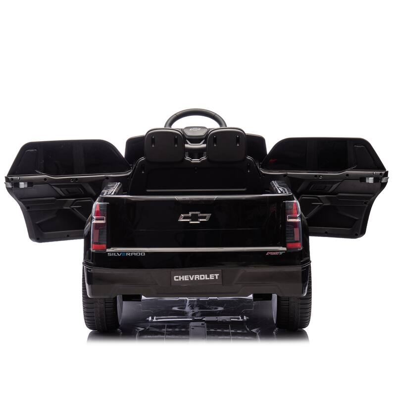 24V Licensed Chevrolet Silverado EV Ride-On Car for Kids with Slow Start, LED Lights, Bluetooth, USB, MP3, and Remote Control
