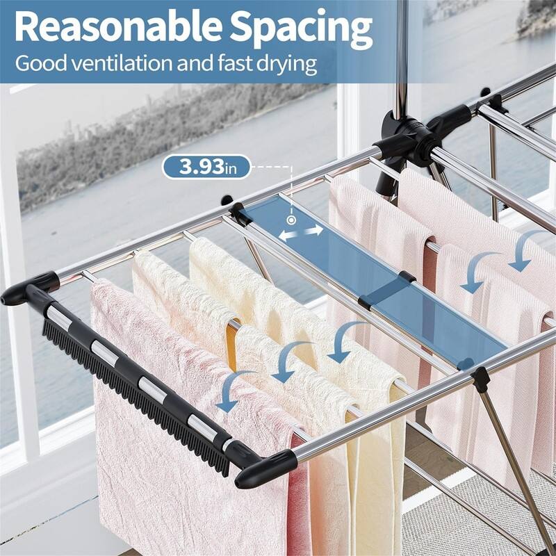 Clothes Drying Rack with High Hanger - 21.85"D x 59"W x 75.59"H