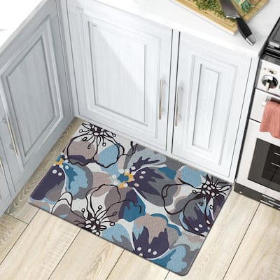 World Rug Gallery Modern Large Floral Anti Fatigue Standing Mat