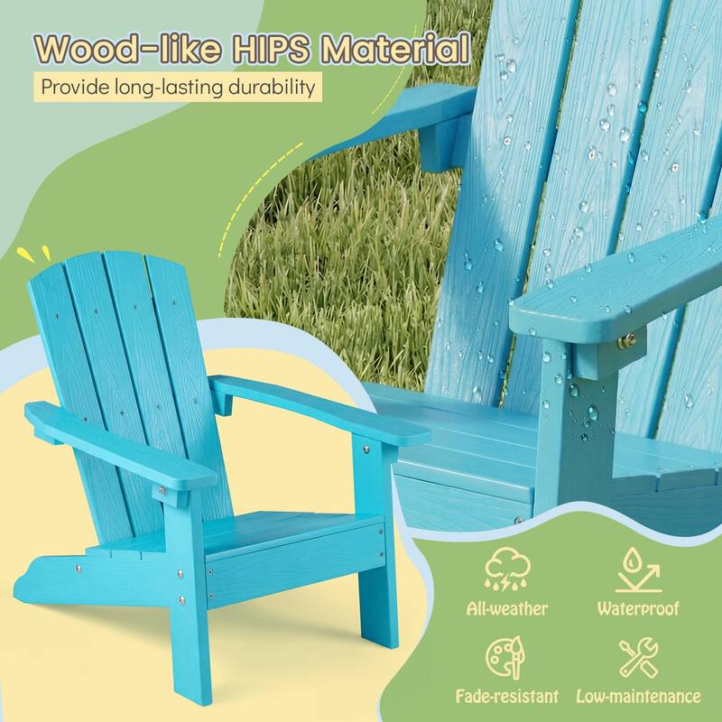 Gymax 4PCS Kid's Adirondack Chair All-Weather HDPE Toddler Lawn Chair