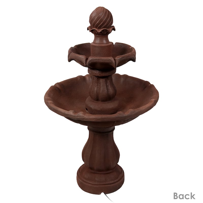 Sunnydaze 2-Tier Solar Outdoor Water Fountain with Battery Backup - 35-Inch