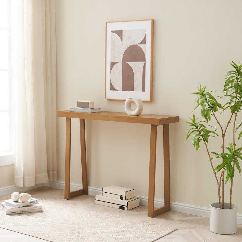 Claude Collection Wood 36" Modern Console Table with Shelf - Honey Mustard