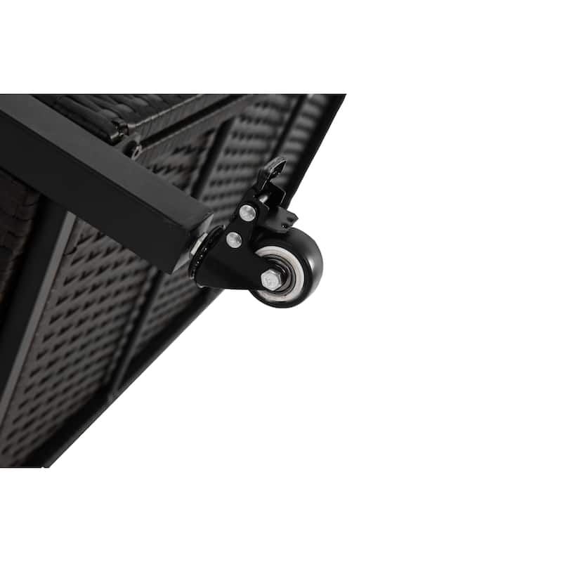 Anmytek Dark Brown Wicker Rolling Storage Cabinet with Doors for Patio Pool Deck Outdoor