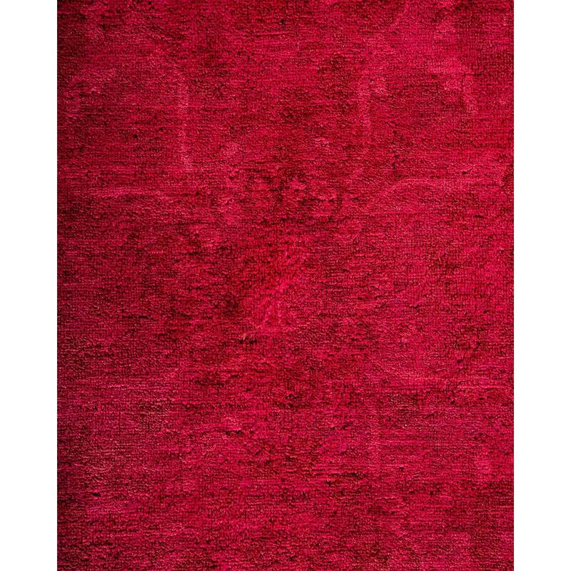 Overton Hand Knotted Wool Vintage Inspired Modern Contemporary Overdyed Pink Area Rug - 9' 2" x 12' 6"