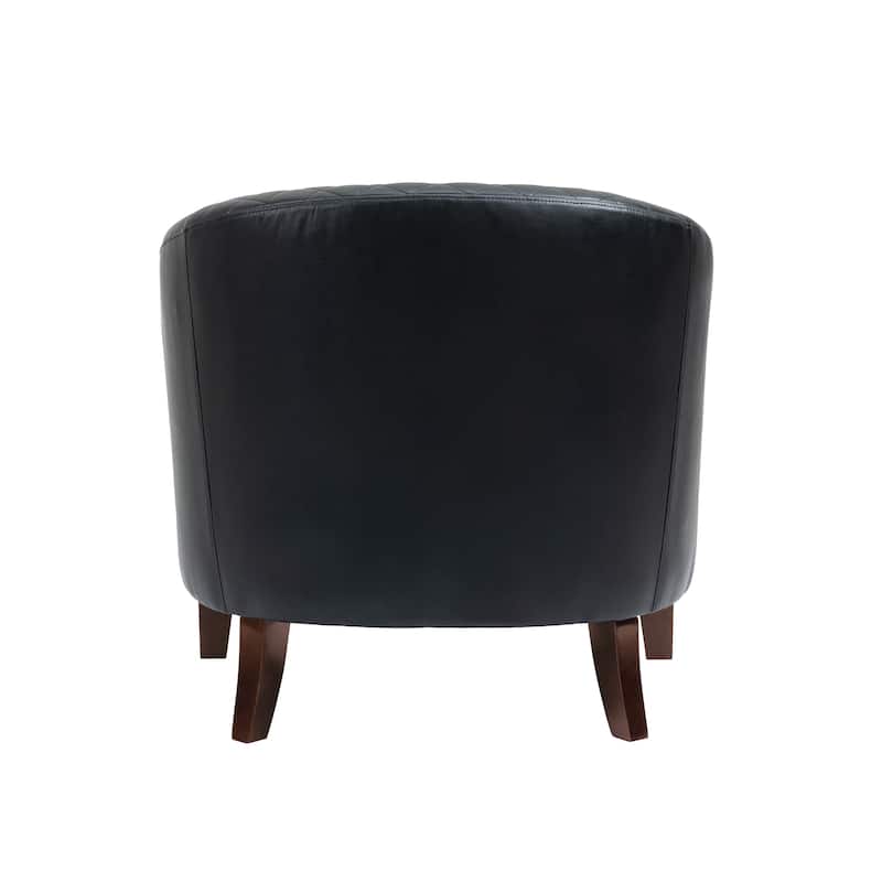 Faux Leather Barrel Accent Chair