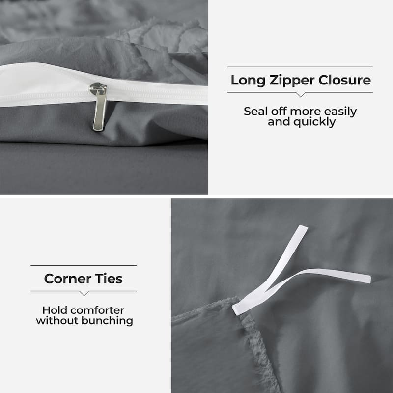 Soft Microfiber Clipped Duvet Cover & Pillowcase Set
