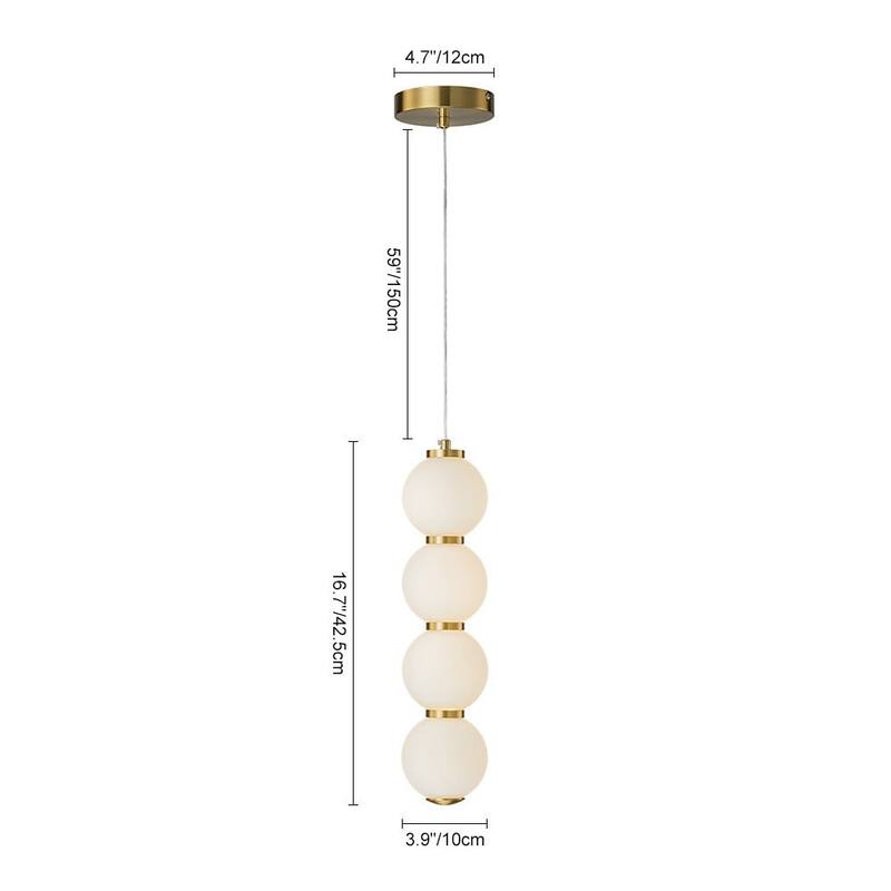 Modern Matte Glass Globe String Dimmable LED Pendant - Brass