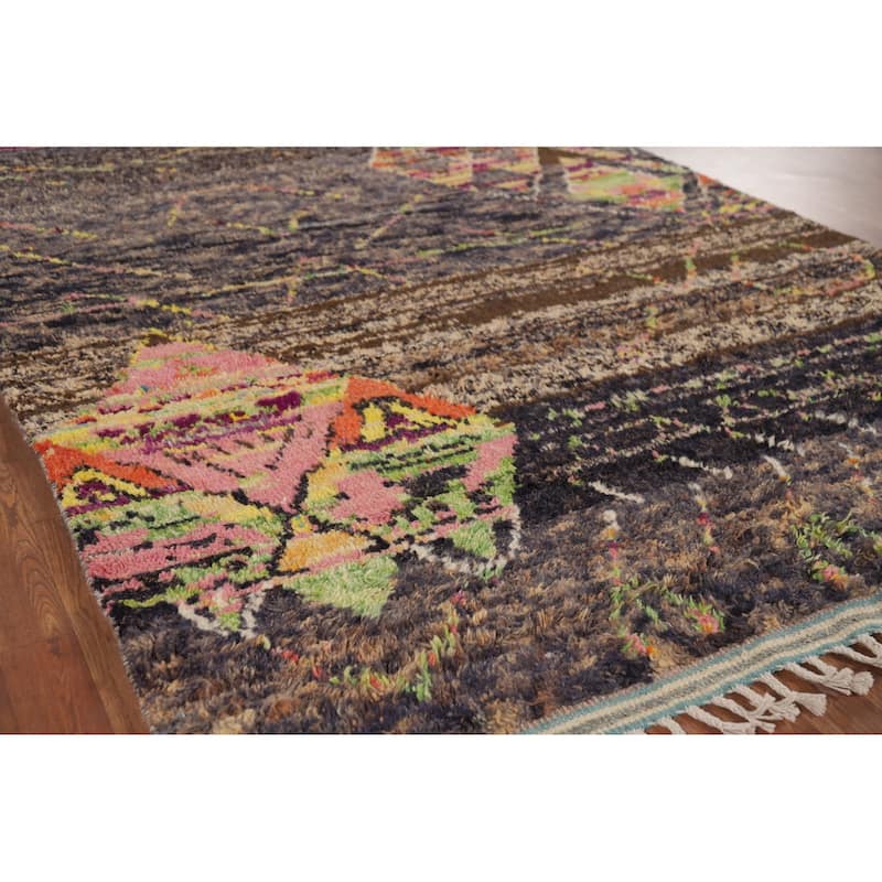 Plush Moroccan Oriental Area Rug Handmade Tribal Wool Carpet - 5'10" x 9'9"