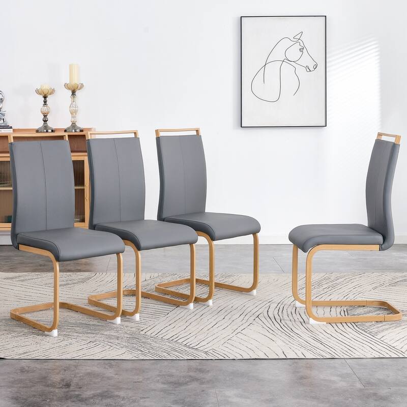 Modern Dining Chair Set of 4, High Back Upholstered Side Chair with C-Shaped Tube Metal Legs Office Chair, Club Guest Chair
