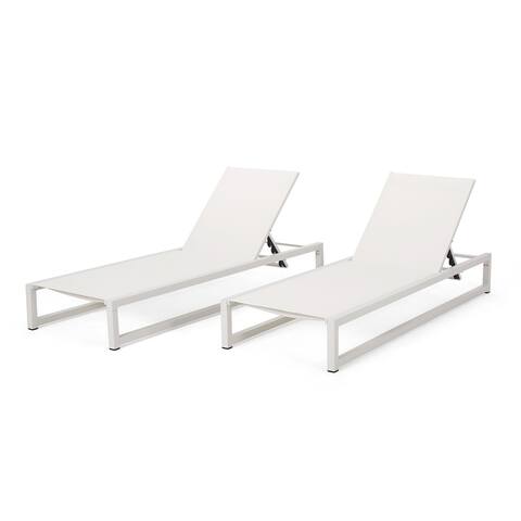 Modesta Outdoor Aluminum Mesh Chaise Lounge (Set of 2) by Christopher Knight Home