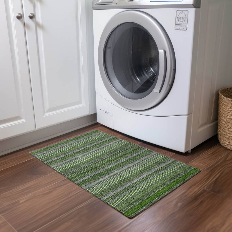 Machine Washable Indoor/ Outdoor Chantille Moroccan Boho Rug - Green - 1'8" x 2'6"