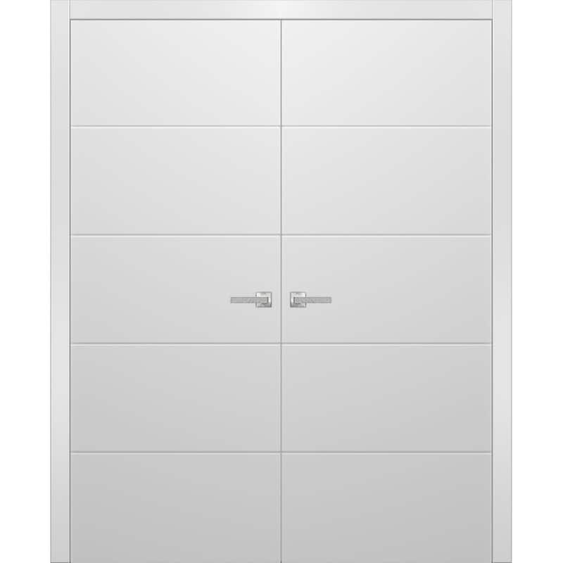 SartoDoors Planum 0770 | Interior French Doors Double French | Solid Wood | Slab Only | 36x80, White - White - 48 x 96