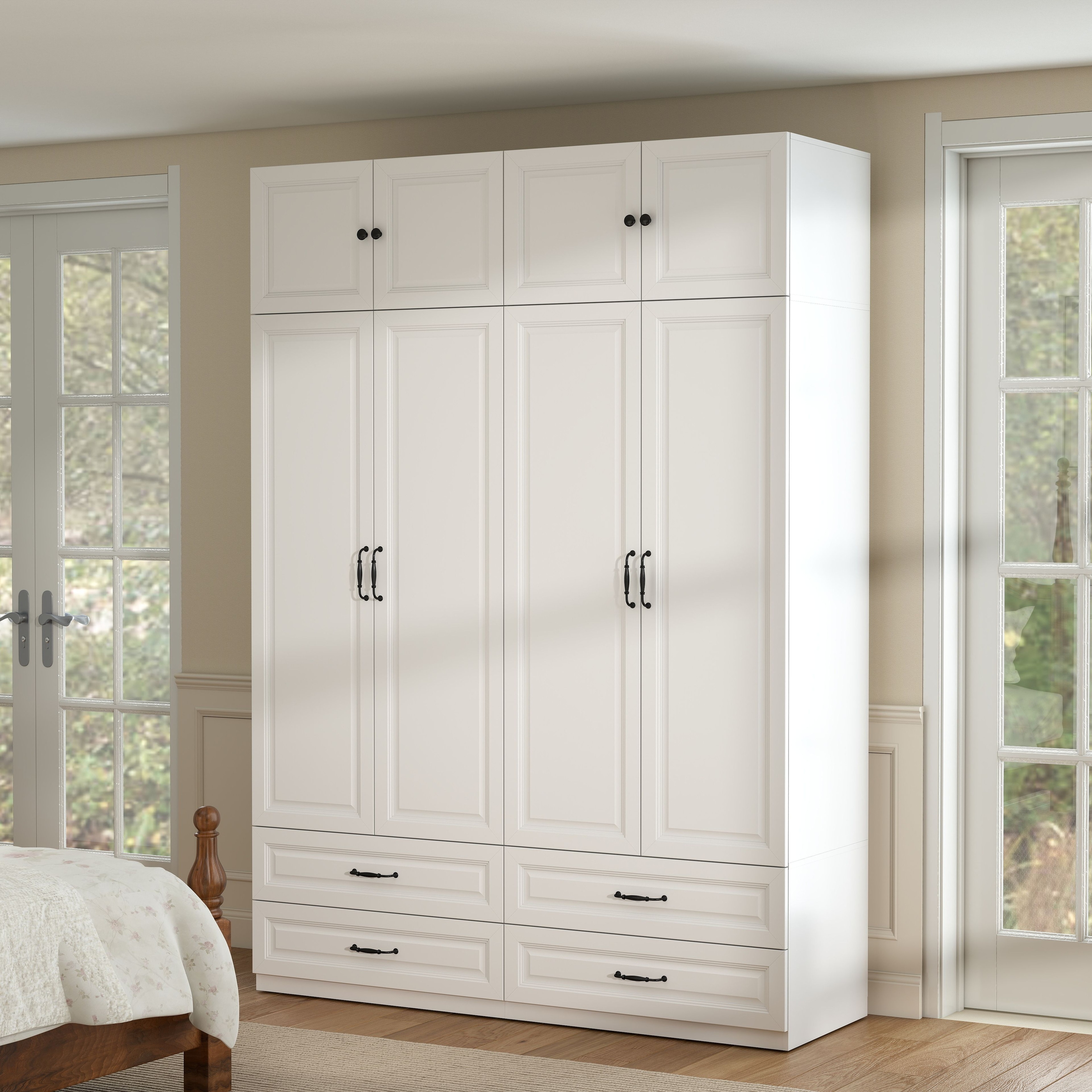 dresser armoire VINGLI Wardrobe Closet With Doors, Hanging Rod, Shelves and Drawer - Freestanding Cabinet for Bedroom, Dorm Designed for practicality and safety Allonah Armoire Alcott Hill