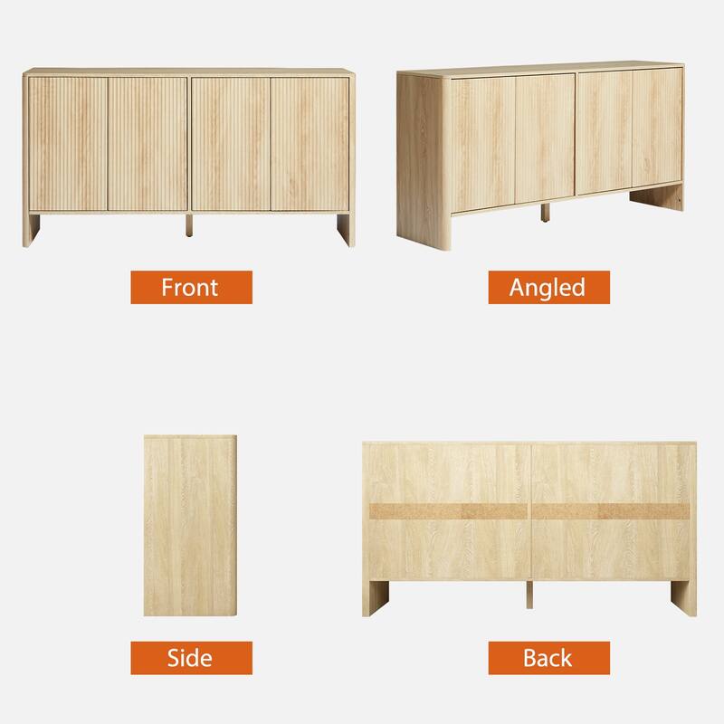 57in.W Wooden 4-Door sideboard/Buffet Storage Cabinet