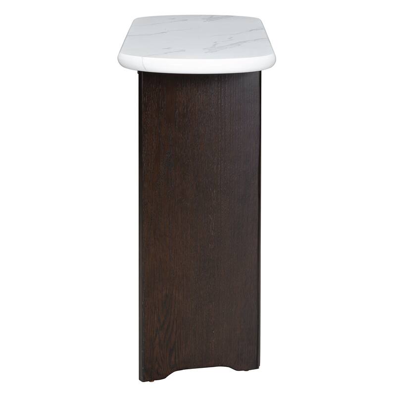 53.9" Console Table with Faux Marble Top & Wood Base