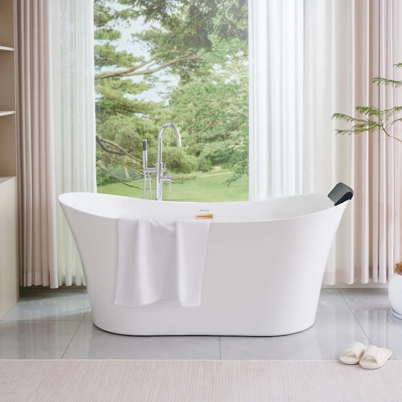 Vanity Art 67 inch Acrylic Freestanding Soaking Bathtub