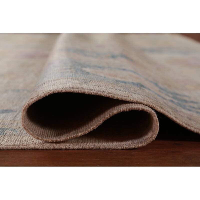 Hand Knotted Oriental 100% Wool Carpet Transitional All-Over Peach Oushak Area Rug - 13' 11'' X 10' 1''