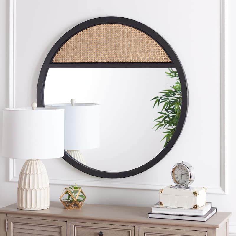 SAFAVIEH Derby 36" Mirror - 36" W x 1" D x 36" H - Black/Natural