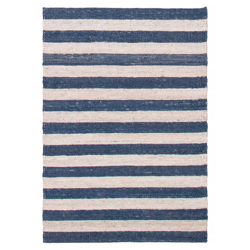 ECARPETGALLERY Braid weave Sienna Grey, Navy Wool Rug - 4'0 x 5'10 - Light Grey/ Navy - 4'0 x 5'10