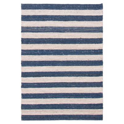 ECARPETGALLERY Braid weave Sienna Grey, Navy Wool Rug - 4'0 x 5'10