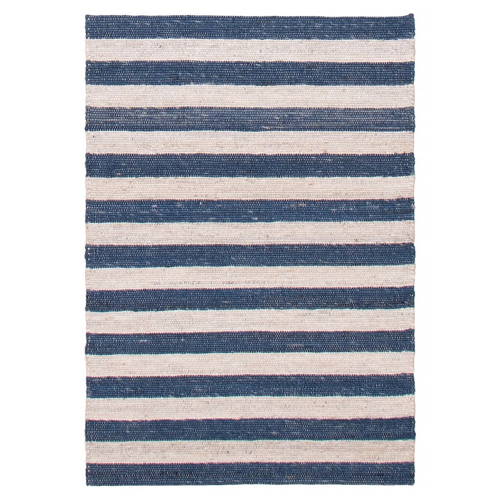 ECARPETGALLERY Braid weave Sienna Grey, Navy Wool Rug - 4'0 x 5'10