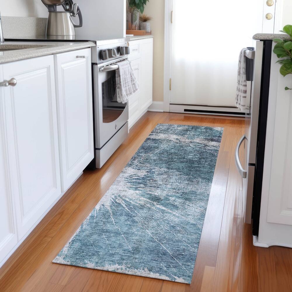 Machine Washable Indoor/ Outdoor Chantille Modern Tree Grain Rug